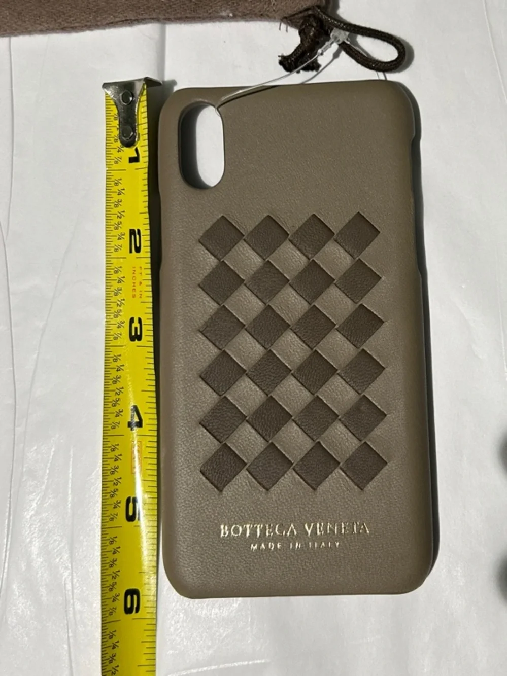 NEW Bottega Veneta Intrecciato Leather iPhone X/XS Taupe/Brown with Dust Bag
